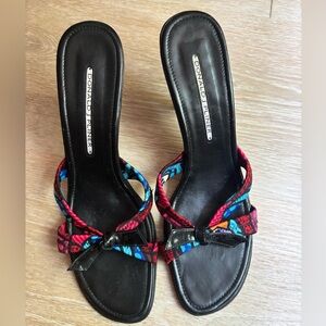 Donald J. Pliner Black and Red Sandals with Decorative Straps